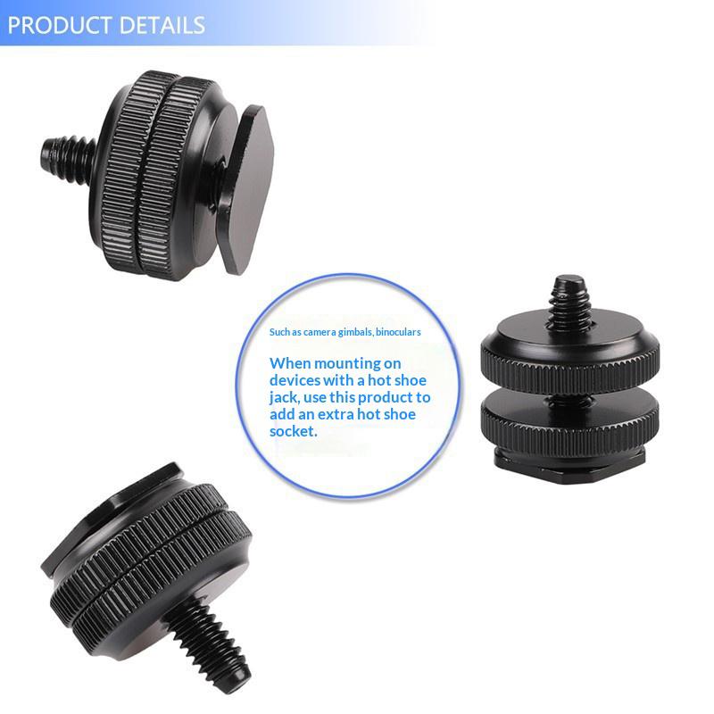 Universal 1/1 Hot Shoe Mount Phone Holder Dual Nut Cold Shoe Adapter Bracket Double-Layer Camera Hot Shoe Adapter Accessories