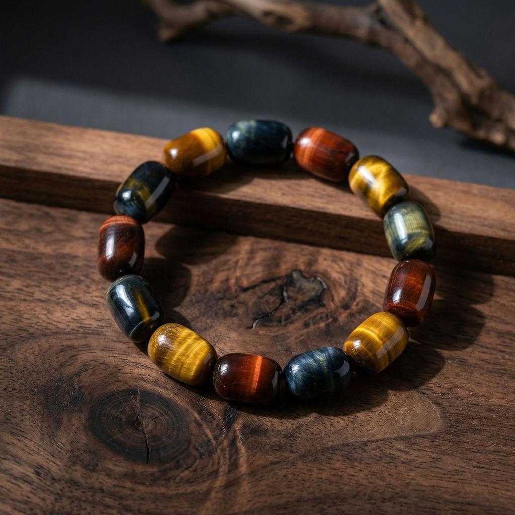 Natural Yellow Tiger Eye, Red Tiger Eye, Blue Tiger Eye Stone Barrel Beads, Multi-color Bracelet for Men and Women, Crystal Tiger Eye Stone Jewelry