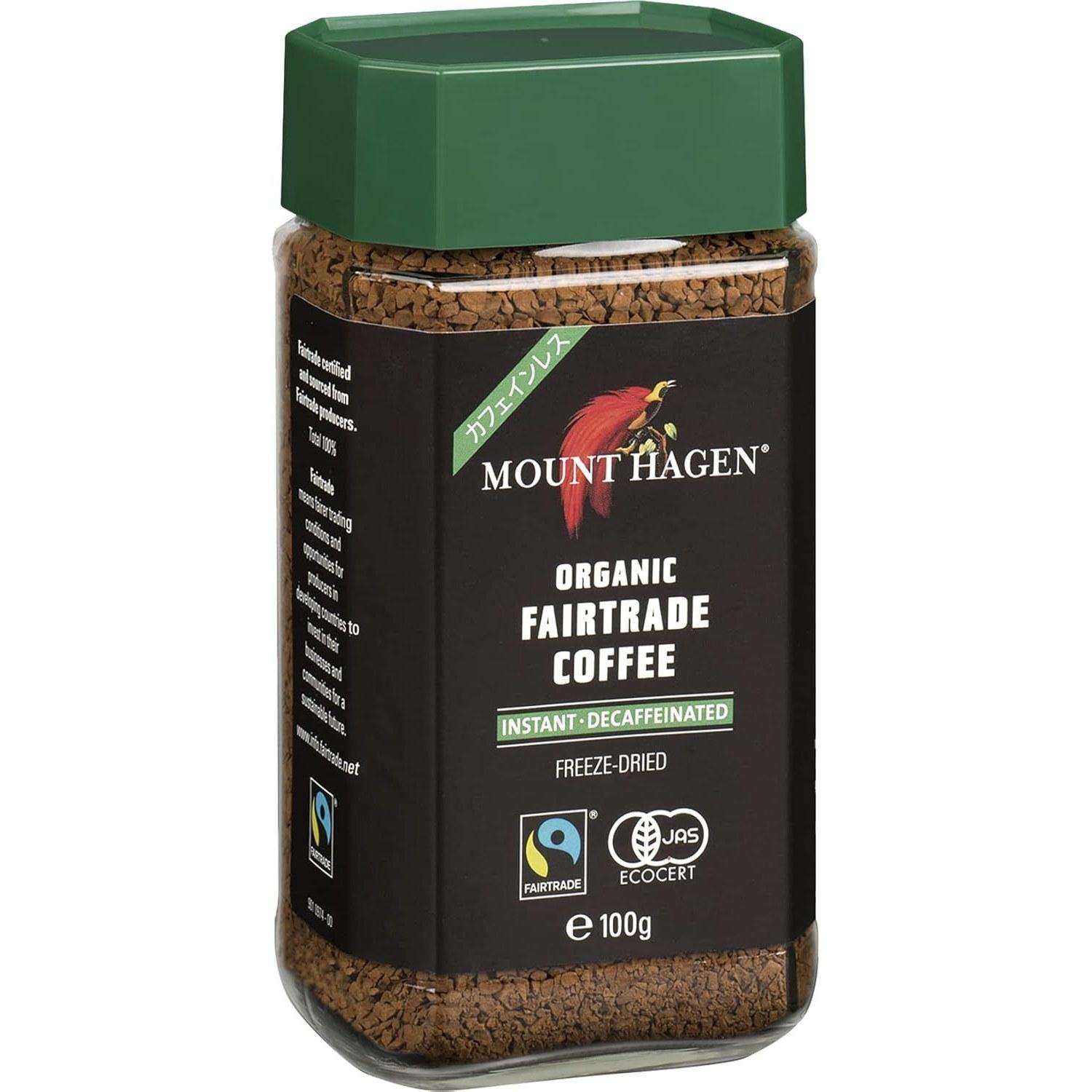 Mount Hagen Organic Fair Trade Decaffeinated Instant CoffeeNatural caffeine removal process retains aroma 99.7 cut 100 grams (x 1)
