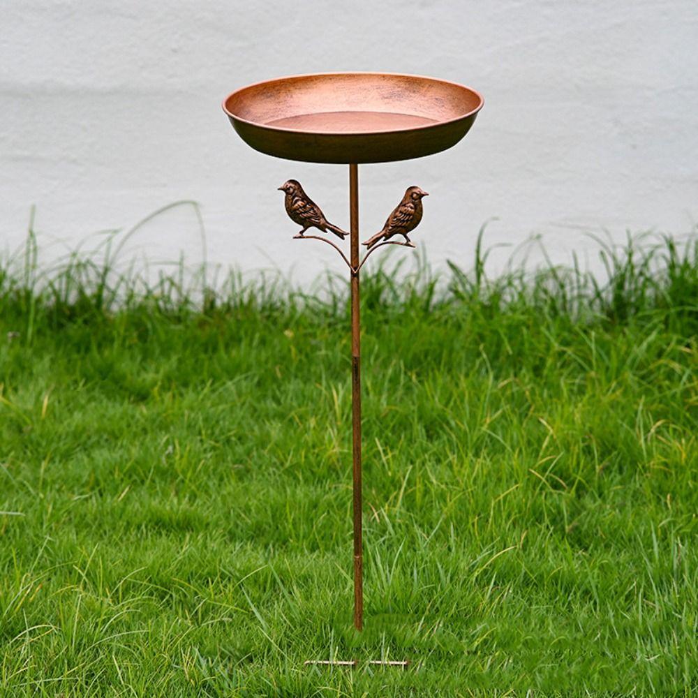 Rostfreier Hoher Vogelfutterspender Bodenstecker Eisen Vogelfutterschale Garten Vogelbad Hof