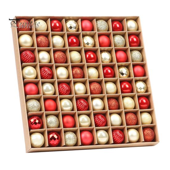 

64 шт. Рождественские шары, небьющиеся, праздничные, декоративная подвеска, сверкающие, 1,18 дюйма, мини-подвесные рождественские шары, украшения для рождественского венка на елку красный