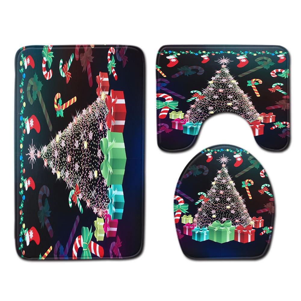 Christmas Bathroom Floor Mat Toilet Three-Piece Set