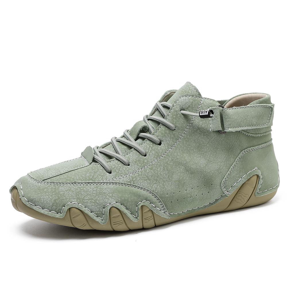 Velikost 36-48 Pohodlné vysoké kožené pánské boty, trendy pánské krátké nazouvací boty