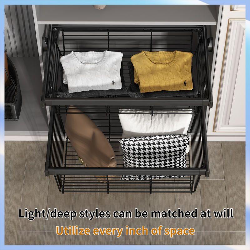 Closet Pull-out Basket Drawer Cloakroom Wardrobe Built-in Stretchable Pants Rack Household Multi-Layer Clothes Storage Rack