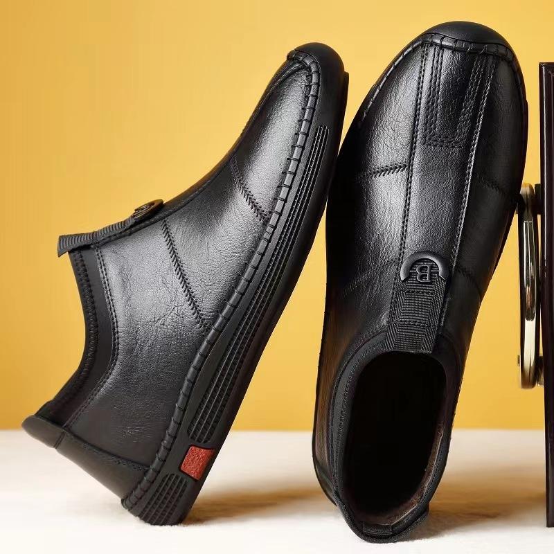 Neue Stil Herren Freizeitschuhe Atmungsaktive Lederschuhe Herren Business Weiche Sohle Weiches Leder Slip-on Lederschuhe Herren