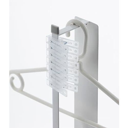 Yamazaki Magnetic Laundry Hanger Storage Rack, White, Approx. W6 x D8.5 x H46cm, Plate, Hanger Storage, Next to Washing Machine, Easy Installation, Ho