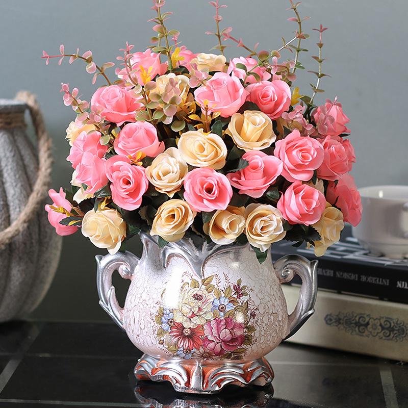 European Retro Silk Rose Flower Decor – Ideal for Living Room, Dining Table, Coffee Table, or Bedroom. Perfect As Dried Flower Ornaments.