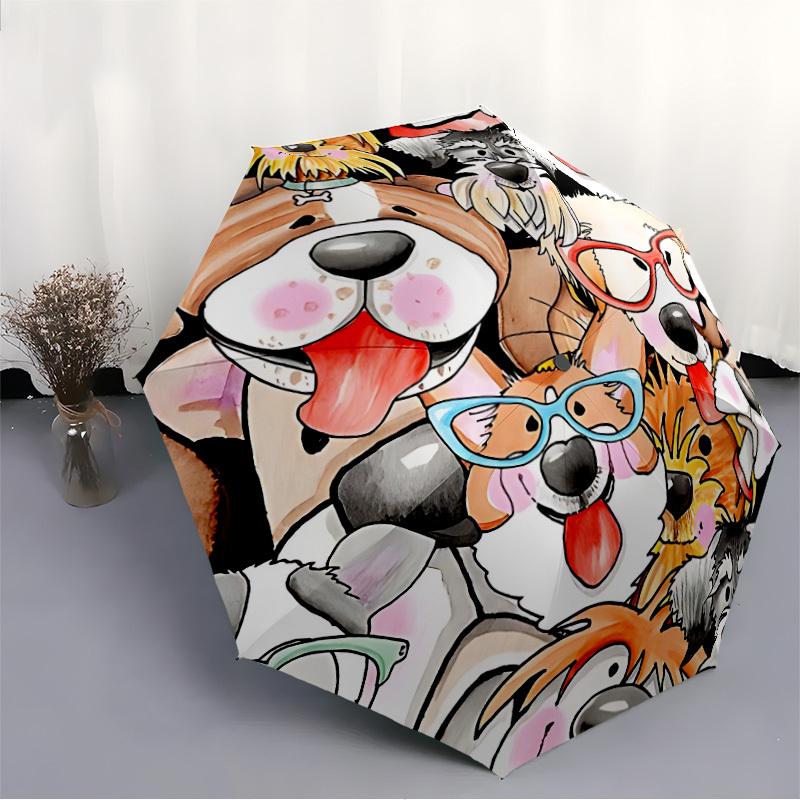 1pc Dogs Automatic Open/close Folding Umbrella, Compact Portable Travel Umbrella, Durable Construction yy251230086