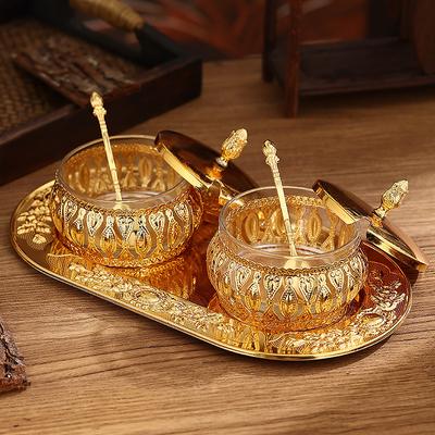 European-Style Glass Sealed Jar with Lid, Household, Kitchen, Sugar, Flower, Tea, Seasoning, Snacks, Iron Art