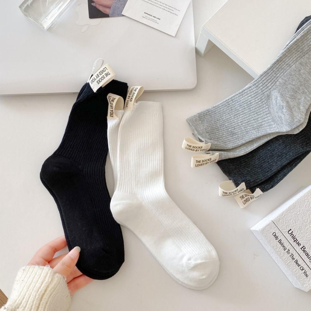 Heel Fabric Label Mid-Tube Socks Middle Tube Knitted Socks Fashion Snow Boot Socks  Fall