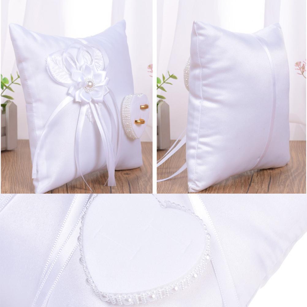 1PCS Western-style White Square Ring Pillow with Camellia Bud (20x20cm)