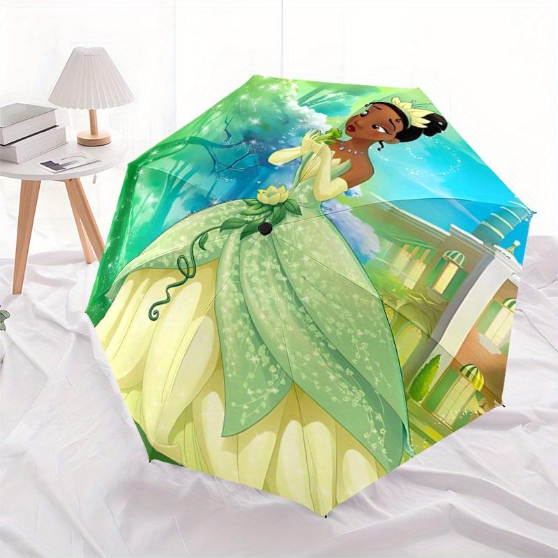 1pc Princess Tiana and the Frog Automatic 3-Fold Umbrella Design, Cute Cartoon Pattern, Portable Outdoor Umbrella, Perfect, Holiday Gift for