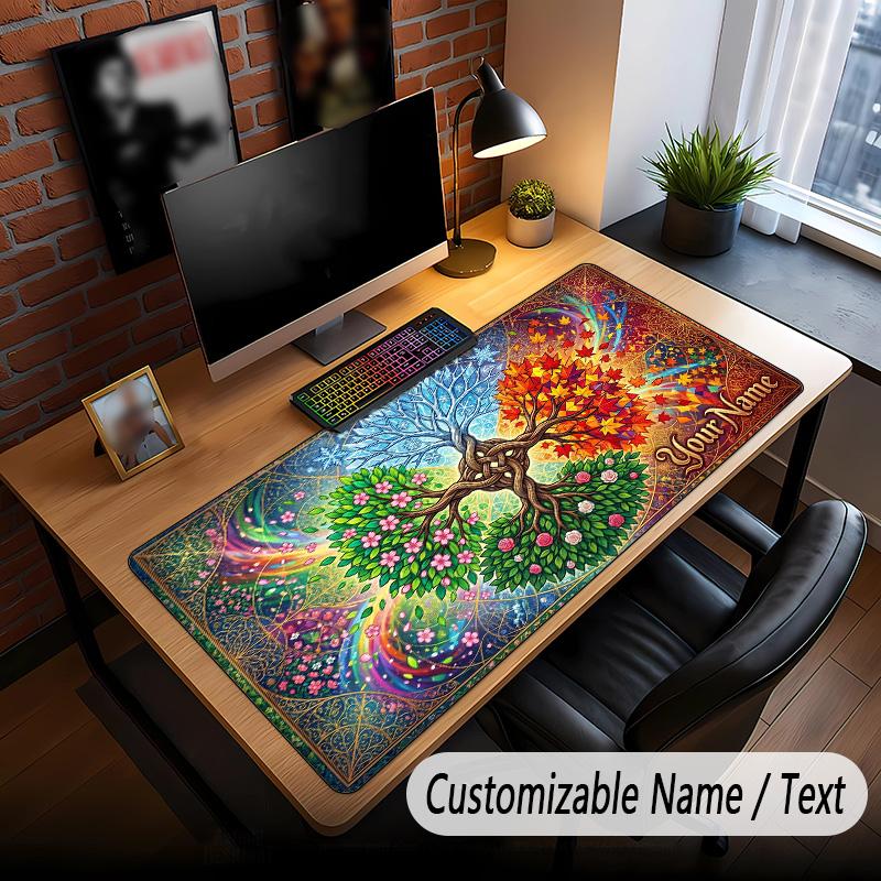 Tree of Life Theme Custom Mouse Pad Personalized With Name Text Customized Desk Mat For Office Home Decor