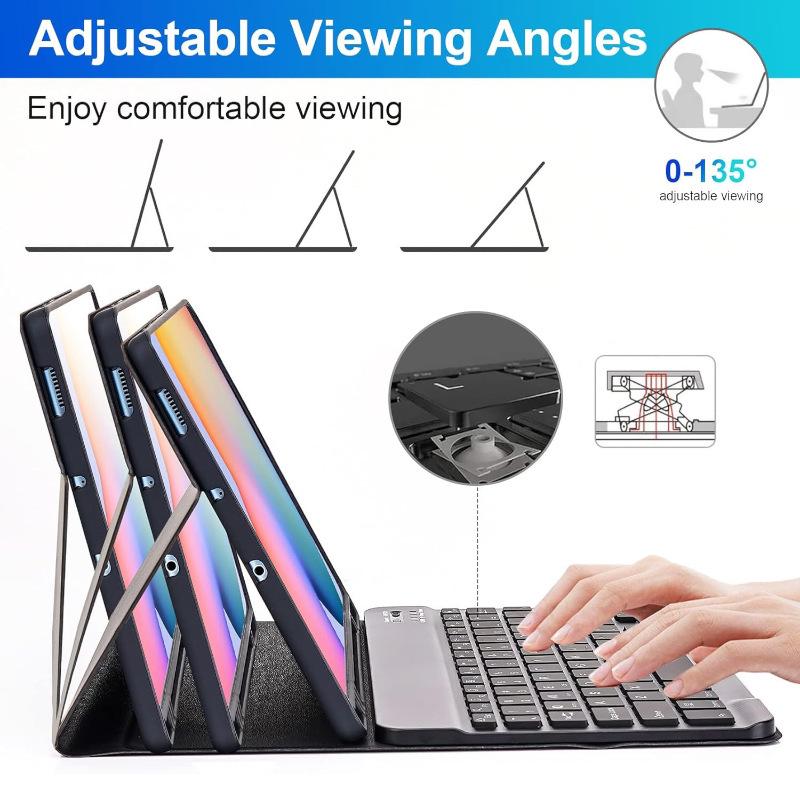 Samsung S6 Lite Tablet Case with Backlit Bluetooth Keyboard, Magnetic Suction, and Pen Slot