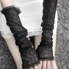 Elbow Length Mesh Lace Long Gloves Sheer Spider Web Gloves Halloween Gloves