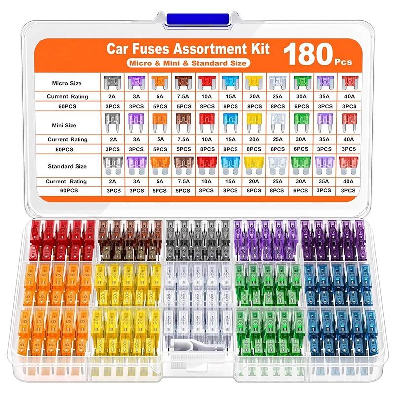 180Pcs 300Pcs Car Fuses Assorted Kit Mini Standard Micro with Box Fuses4