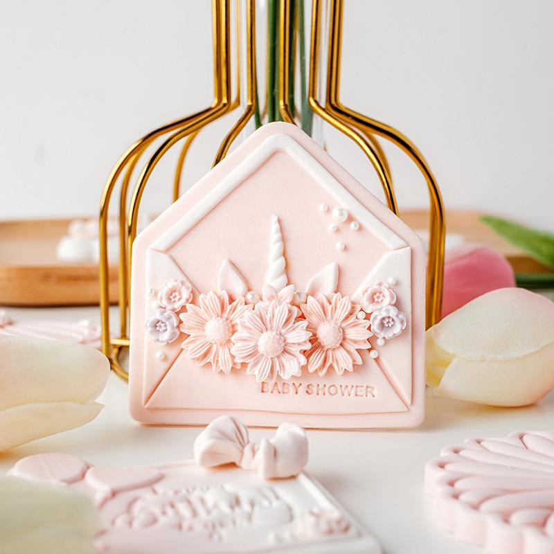 Babyparty-Ausstecher Rosa Prinzessin Mädchen Geburtstag Babybett Kuchen-Dekorationswerkzeuge Fondant Keks Dessert Prägeform Stempel