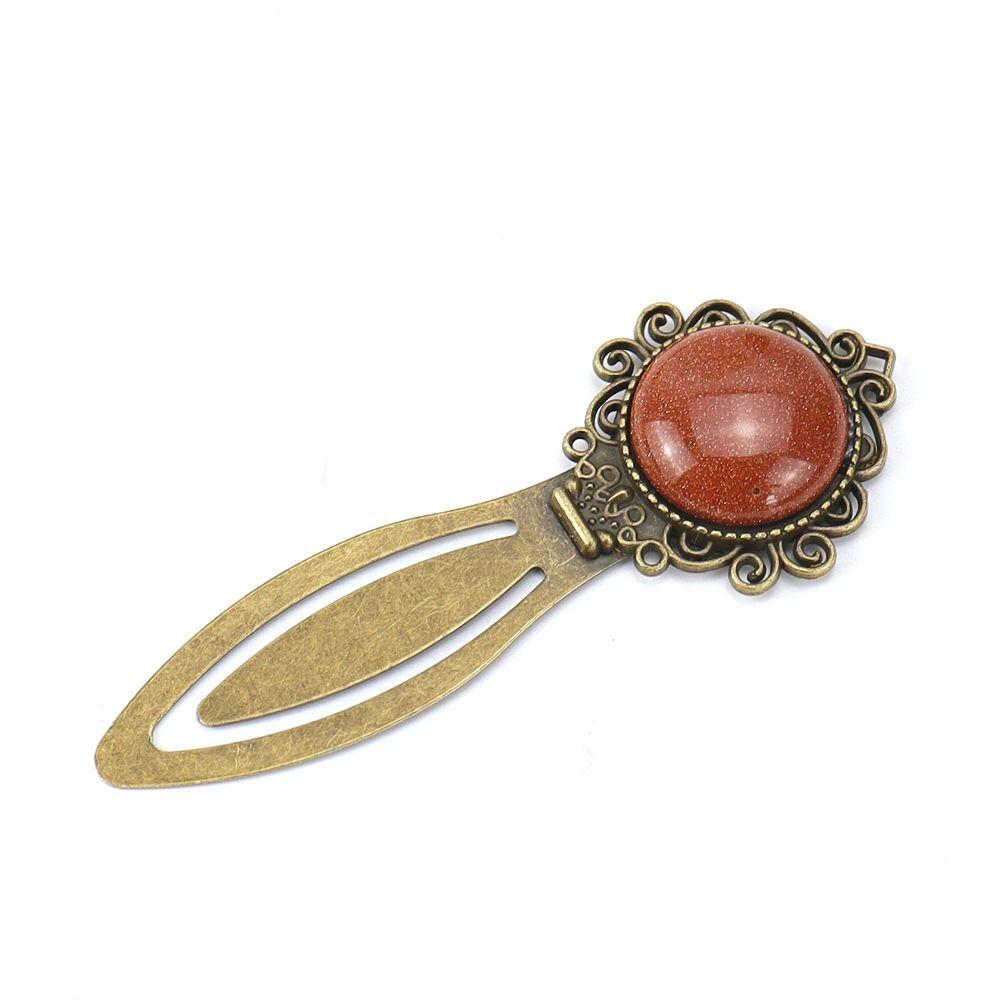 Inlaid Gemstone Bookmark Alloy Book Clip Exquisite Book Page Marker 03