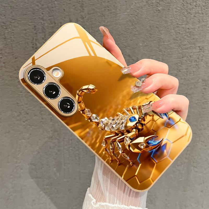Advanced Golden Scorpion Pattern Glass Phone Case Suitable for Samsung Galaxy S26 S25 S24 S22 S21 S20 FE/Ultra/Plus Hard Case
