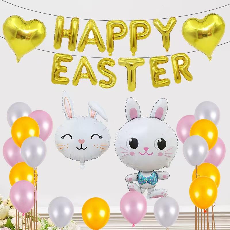Easter Balloon Wreath Arched Rabbit Theme Party Background Arrangement Scene Decoration Colorful Latex Cross
