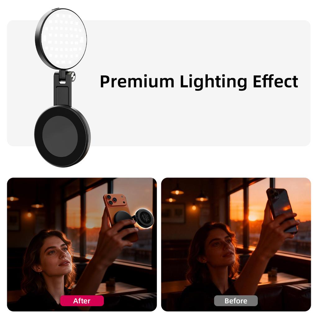 3 in 1 Magnetic Selfie Ring Light with Mirror LED Foldable Fill Light 360° Adjustable For iphone 17 16 Mobile Phone Photography