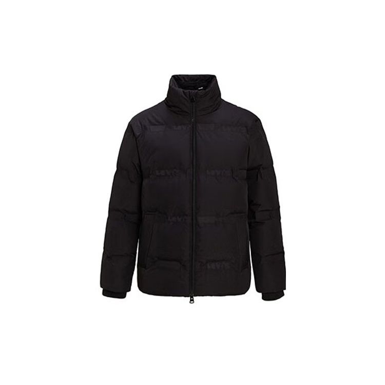 Levis Solid Logo Stand Collar Down Jacket Unisex Outerwear Black A5167-0002