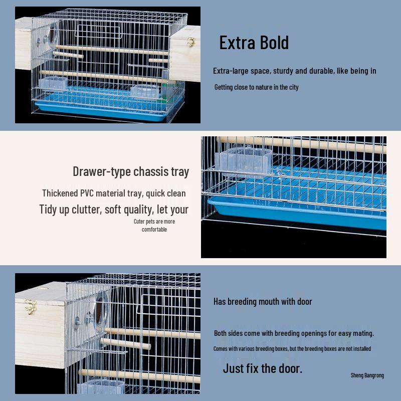 Galvanized Large Parrot & Budgie Cage for Breeding & Flying