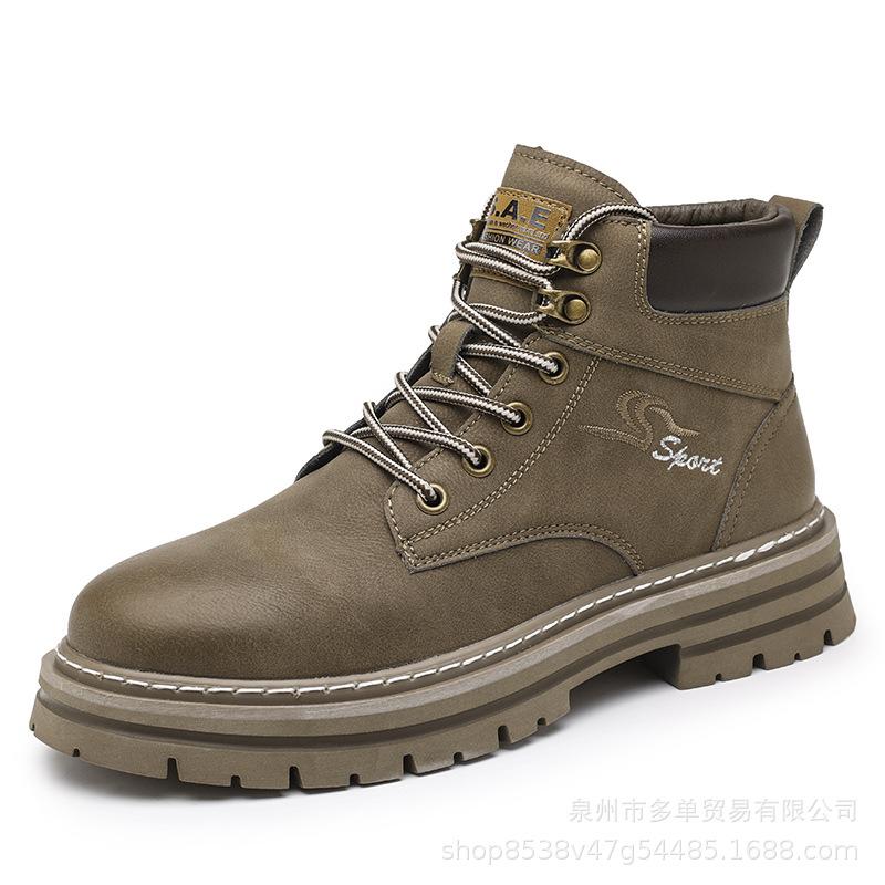 Nouvelles bottes Martin rétro mi-haut à semelles épaisses amortissantes confort extérieur daily commuter locomotive grandes bottes jaunes