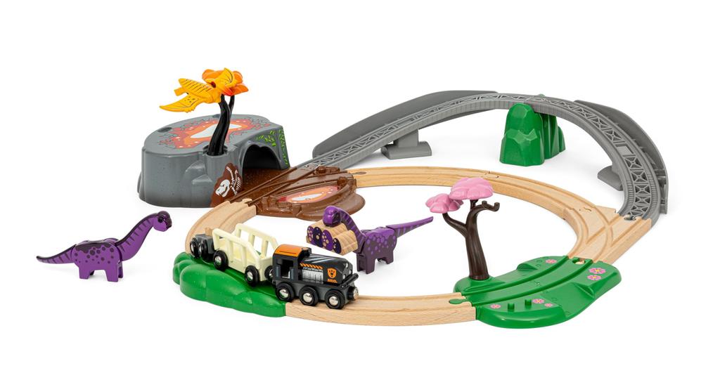 BRIO Dinosaur Adventure Set 36094 Ages 3 and Up Toy Wooden Rail (Train Dinosaur)