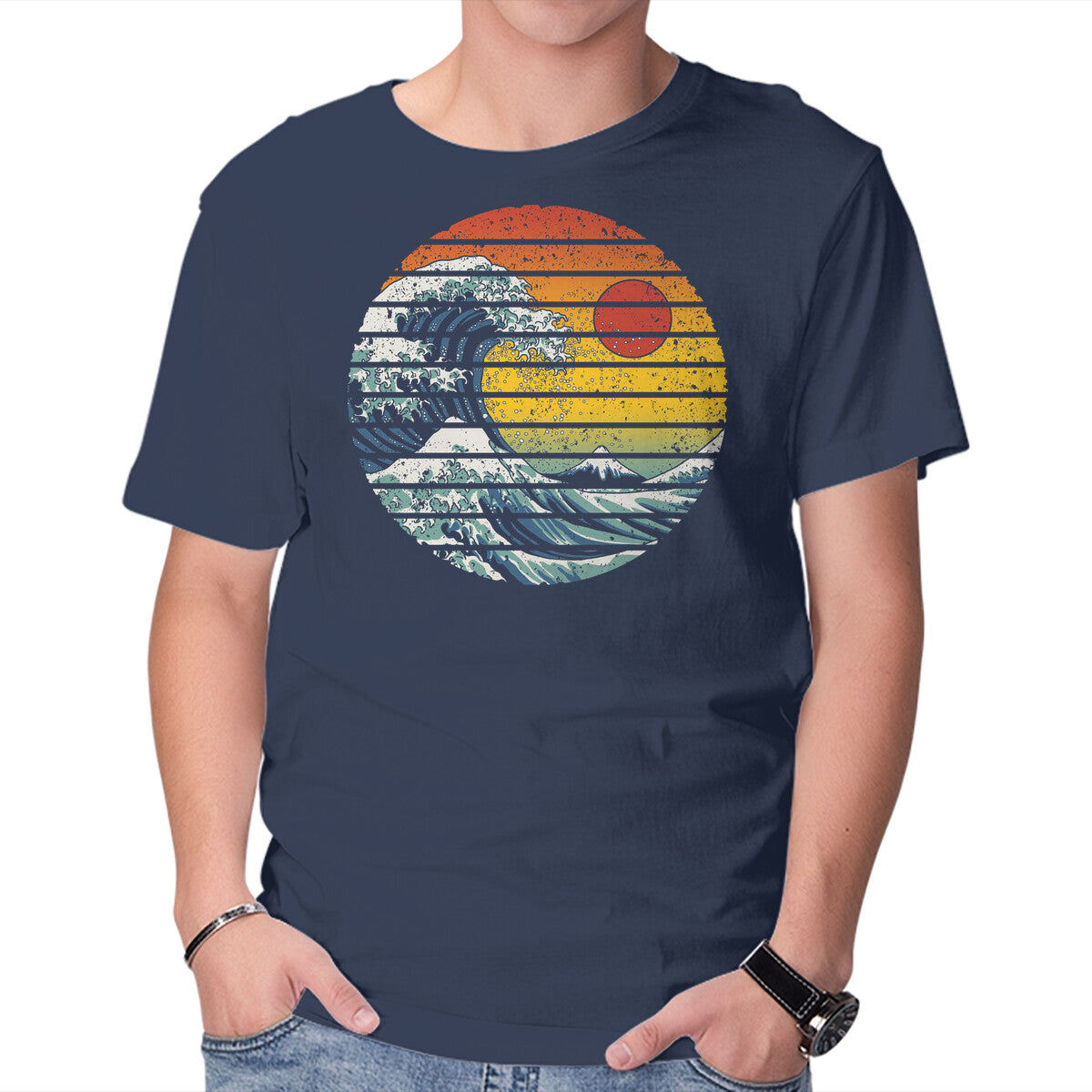 Unisex Crew Neck T-Shirt Freak Wave Graphic Short Sleeve Casual Tee L
