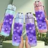 1PC Soft Purple Watercolor Cloud Texture Print 750ml Color Plastic Sports Water Bottle Leakproof Flip Straw Lid Suitable for Sports Office Home Use