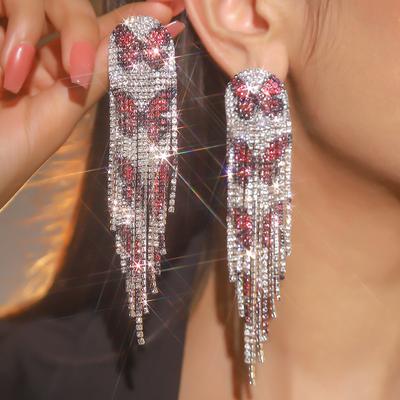 Rhinestone Long Fringed Earrings Premium Ear Accessories