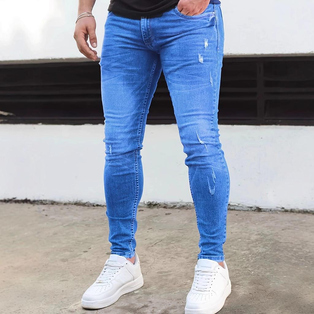 Washed Jeans Men'S Tight Elastic Pants Zhongshan Dayong Casual Trousers Men