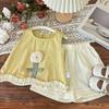 Girls' 2-Piece Cotton Set - Flower Patterned Camisole Top + Casual Shorts - Affordable Price Casual Outfit -S-XXL