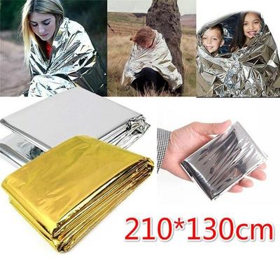 210*130cm Cobertor de Emergência para Sobrevivência ao Ar Livre Filme de Alumínio Térmico para Exterior Saco de Dormir de Emergência Corta-Vento Cobertor de Resgate