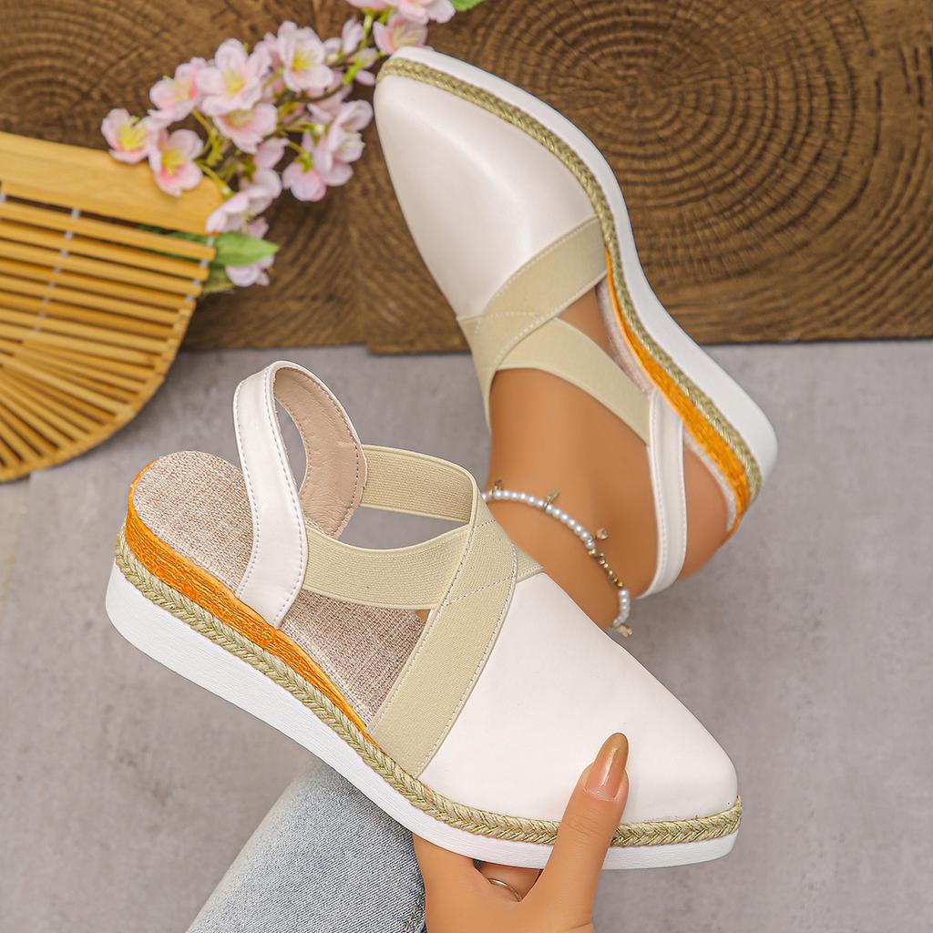 Large size 22 beautiful wedge heel sandals hemp rope wedge heel thick sole pointed head bag head sandals
