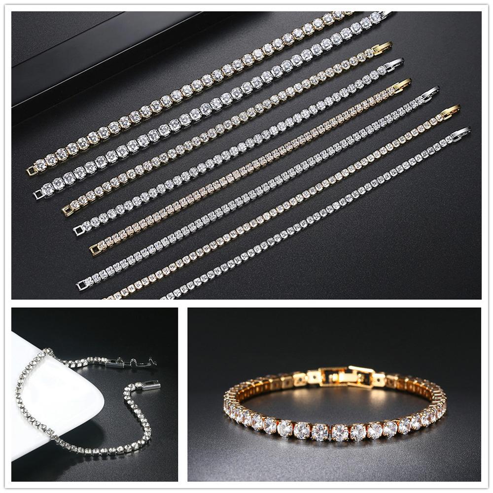 Women's Tennis Bracelet Hip Hop Trendy AAA+ Cubic Zirconia Silver Color Teen Girl Crystal Chain On The Hand Wedding Jewelry H086