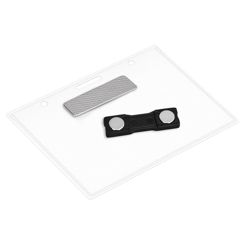 Amazon Basics Magnetic Name Badge Holders, Horizontal, 100-Pack, Clear