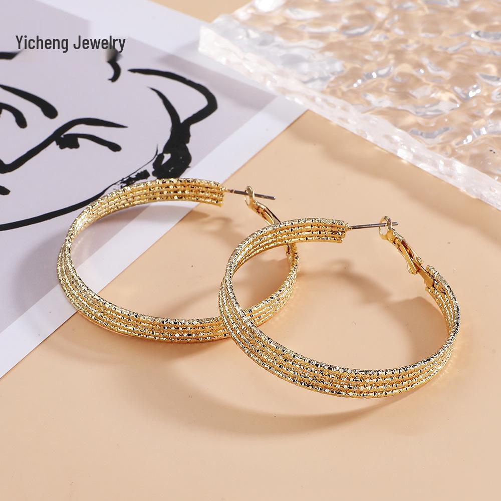 

Chic Large Circle Earrings with European-American Flair – Unique, Versatile, and High-End Design серебряный