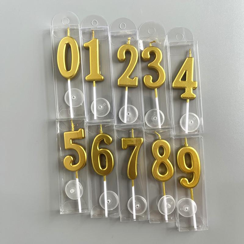 Gold Plated Birthday Cake Number Candles - Creative Dessert Table Decoration