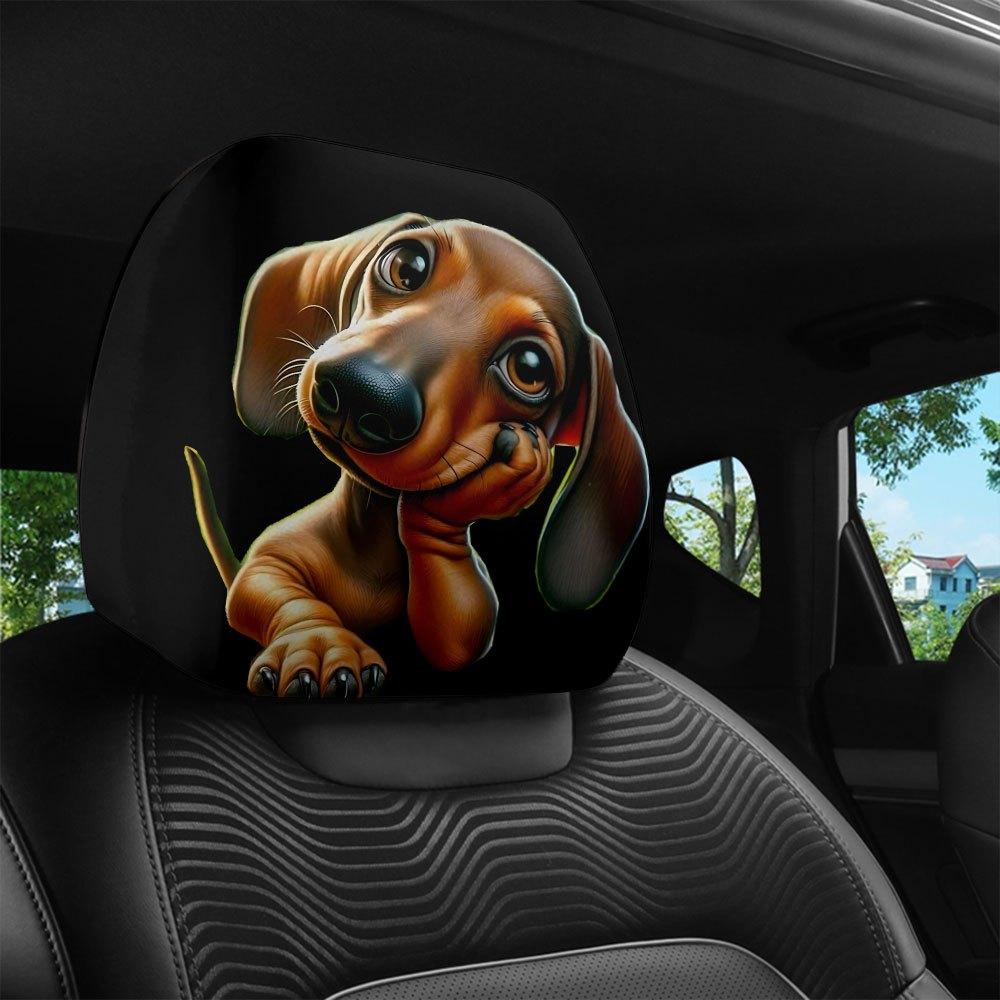 Cute Dachshund Print Headrest Covers, All-Weather Comfortable Use for Seat Protection with High  Design and No Filling