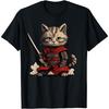 Japanese Samurai Cat Kawaii Cool Anime Ninja Cat Warrior T-Shirt