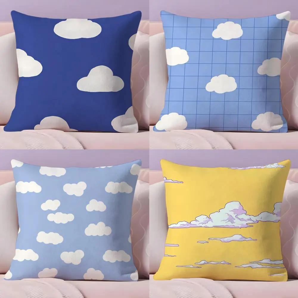 Fashion Clouds Cushion Cover Soft Short Plush DoubleSided Printing Home Decor Machine Washable Pillow Case Gift