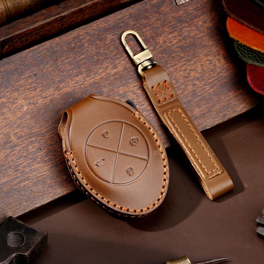 Car Key Fob For Xpeng Xiaopeng P5 P7 G9 G3I    4 Bottons Leather Car Key Case Cover Shell  Accessories
