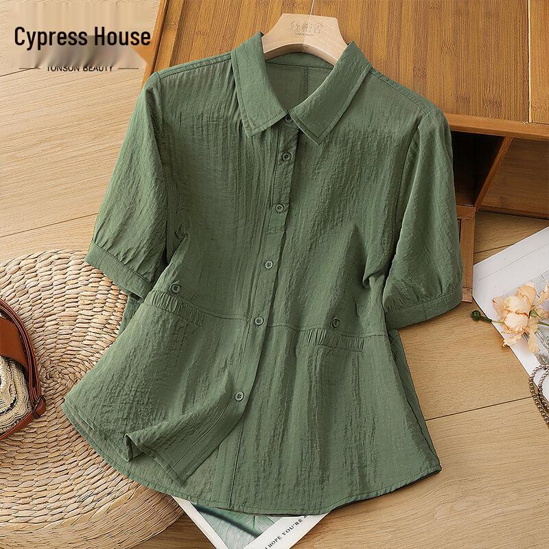 

Women s 2026 Summer Loose Fit Lapel Short Sleeve Shirt M