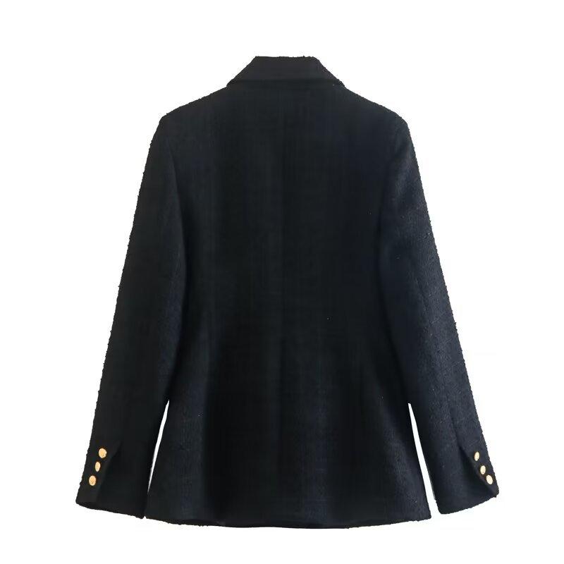 European and American style, new women's clothing, fashionable, casual, versatile fashion textured double-breasted coat