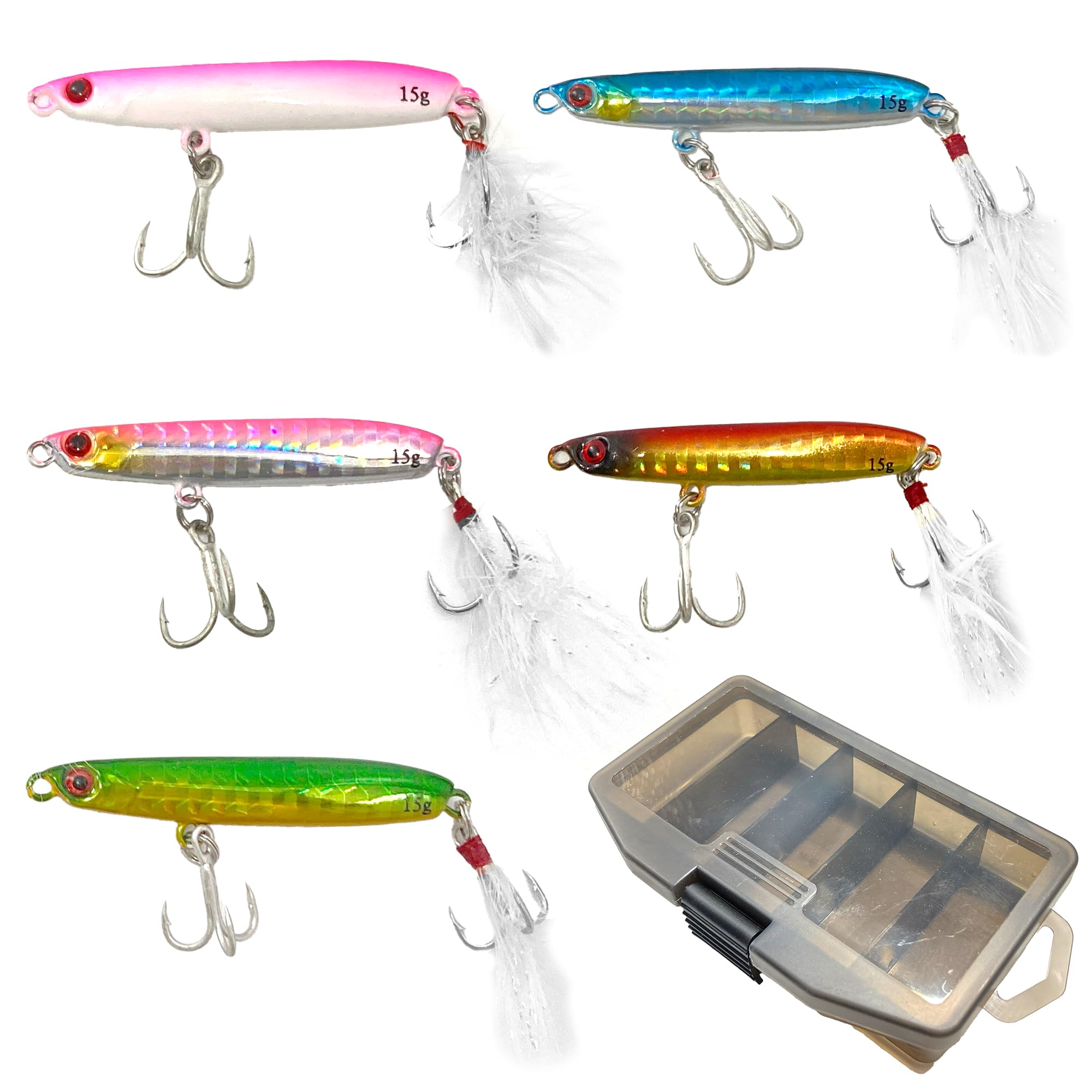 eeldog Metal Jig Set with Case 5-Color (15g)