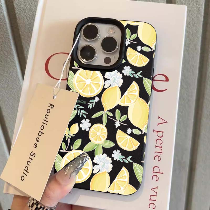 

Fresh Lemon Floral Pattern Design Protective Cover for iPhone 17 16 15 14 13 12 11 16E Series Pro Max Plus iphone 16 E