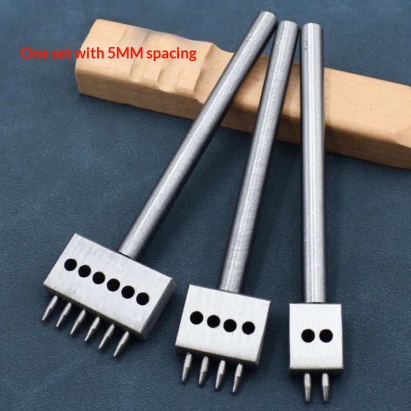 3Pcs Manual Leather Hole Punch Tool Set Round Punch Die Set For DIY Leather Crafting Handmade Leather Working Crafters Kit