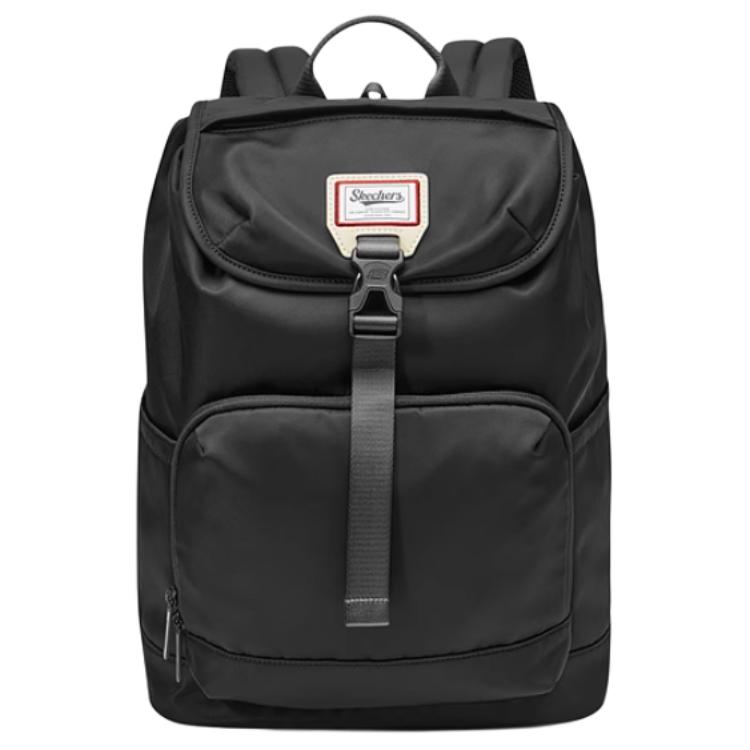 Skechers Logo Patch Fabric Backpack Unisex Backpacks Carbon-Black L323U166-0018 Black